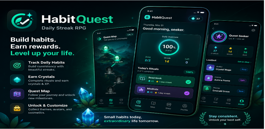 HabitQuest Streak RPG